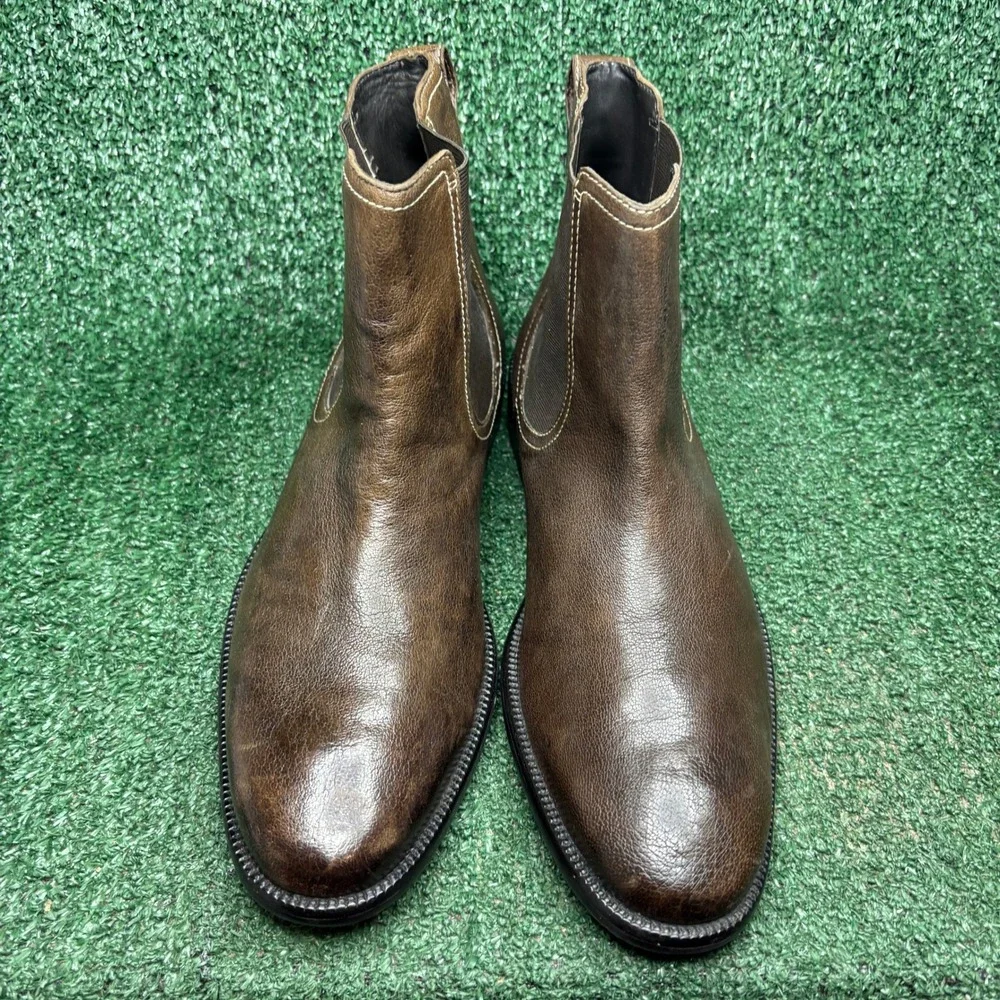 Cole Haan C08696 Chelsea Leather Elastic Side Goring Ankle Boot Brown Mens Sz 9